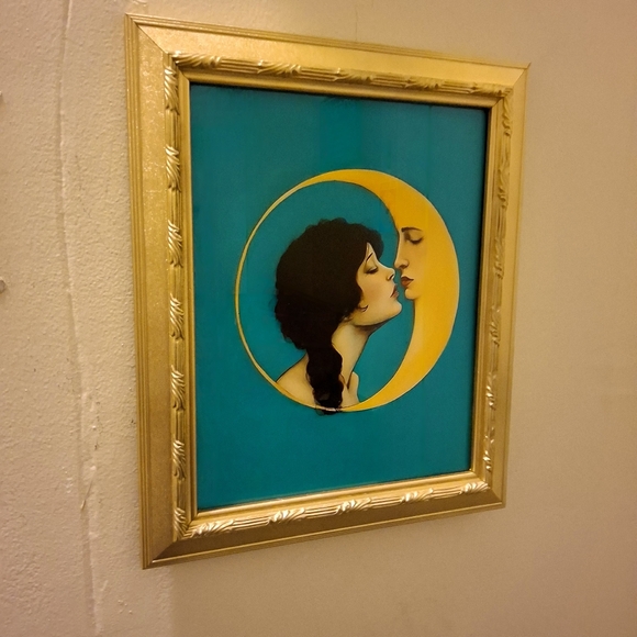 Woman Kissing the Moon Vintage Framed Wall Art - Picture 3 of 3